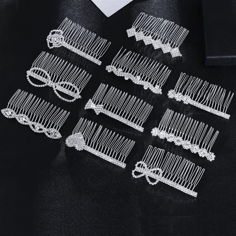 Peine de Pelo de Aleación con Diamantes de Imitación y Perla Artificial para Mujer Estilo Coreano Elegante Peine de Boda de Plata Joyería de Tocado Floral