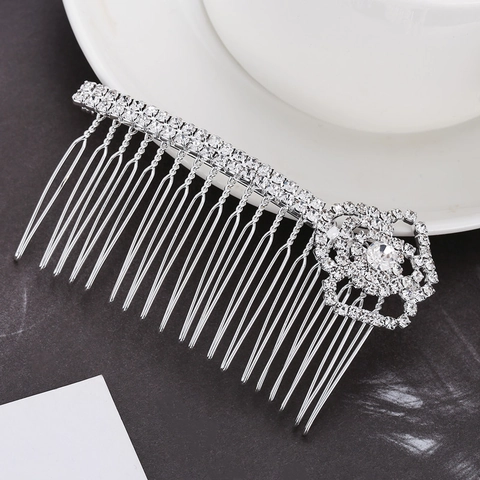 Korean Style Alloy Rhinestone Flower Hair Comb Elegant Bridal Wedding Hairclip Decorative Rose Hair Accessory For Women