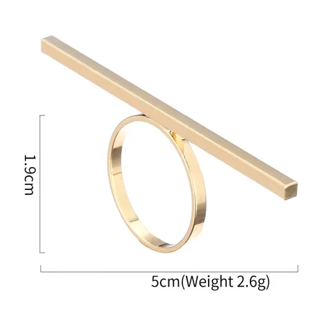 Minimalistischer Geometrischer Stab Offener Ring Mode Koreanischer Stil Legierung Gold Silber Verstellbarer Linienring Für Damen