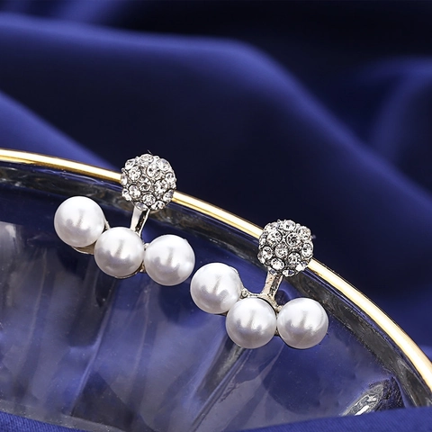 Eleganti Orecchini a Bottone in Lega con Künstliche Perle e Strass Perno in Argento Sterling 925 Moda Coreana Orecchini con Künstliche Perle ad Arco Gioielli Donna