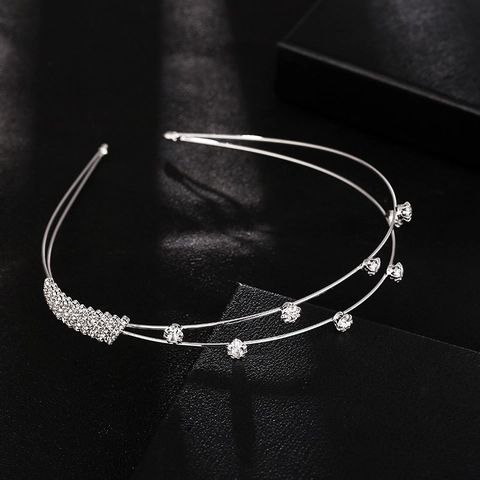 Elegant Double Layer Rhinestone Headband Zinc Alloy Bridal Hair Accessory For Wedding Party Fashion Women Hairwear Jewelry