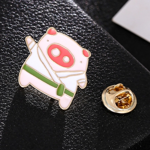 Cartoon Martial Arts Pig Enamel Pin Badge Alloy Drip Oil Brooch Cute Animal Pin For Backpack Clothes Jewelry Gift Girls