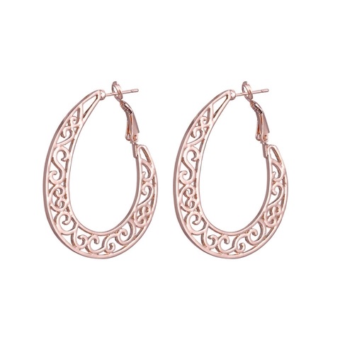 Vintage Ethnic Hollow Out Electroplated Alloy Geometric Earrings For Women Bohemian Filigree Flower Pattern Earrings Jewelry