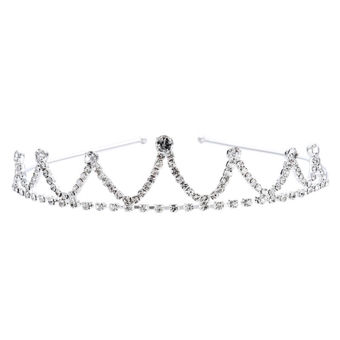 Elegante Cerchietto con Corona in Lega Argentata e Strass Tiara a Onde per Donna Matrimonio Festa Compleanno Accessori per Capelli