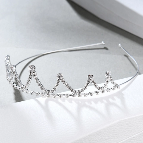 Elegante Cerchietto con Corona in Lega Argentata e Strass Tiara a Onde per Donna Matrimonio Festa Compleanno Accessori per Capelli