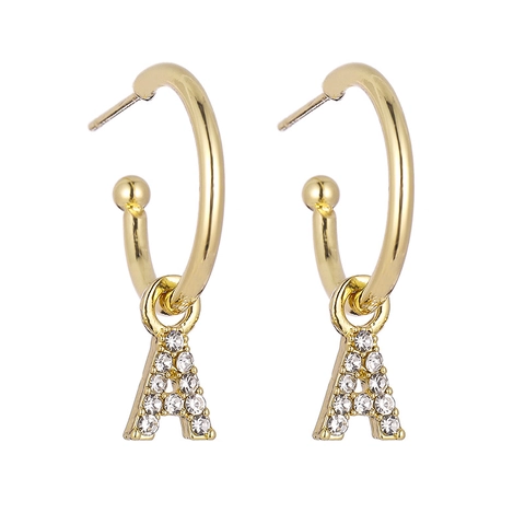 Orecchini a Cerchio Con Iniziale Alfabeto in Strass Con Perno in Argento Sterling 925 Oro Argento Gioielli Donna