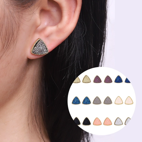 Geometrische Dreieck Ohrstecker Für Damen Legierung Druzy Glänzender Schmuck Minimalistische Mode Accessoires Mit Harz Ohrring Stift