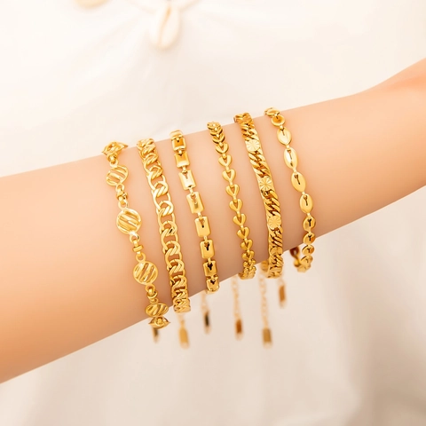 Braccialetto in Acciaio Inossidabile Placcato Oro 18K per Donna Hip Hop Chicco di Caffè Cuore Catena Gioielli Regalo