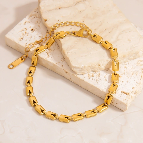 Braccialetto in Acciaio Inossidabile Placcato Oro 18K per Donna Hip Hop Chicco di Caffè Cuore Catena Gioielli Regalo