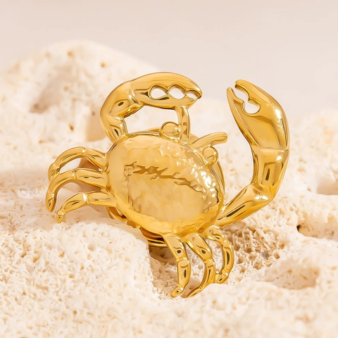 Minimalist Stainless Steel Crab Shape Brooch For Women Men Gold Color Ocean Style Animal Pin Badge Fashion Commuter Jewelry Accessory