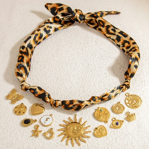 Collana a Sciarpa in Acciaio Inossidabile Boho da Donna Sciarpa Floreale Leopardata Fascia per Capelli DIY Gioielli Moda Accessori