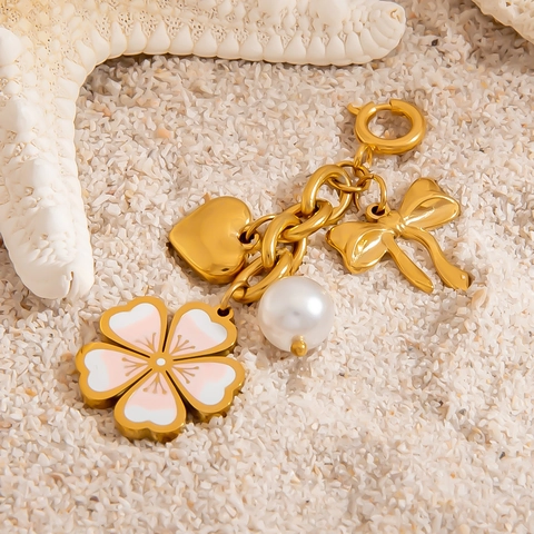 Stainless Steel Bikini Charms Flower Heart Starfish Shell Pendants For Swimwear Beach Vacation Marine Style Women Jewelry Gold Plated Accessories