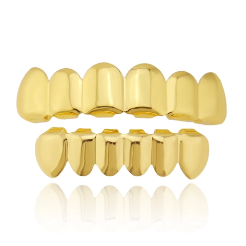Hip Hop Teeth Grillz Copper Gold Silver Plated Vampire Fangs Mirror Finish Fashion Body Jewelry Men Women Party Accessories