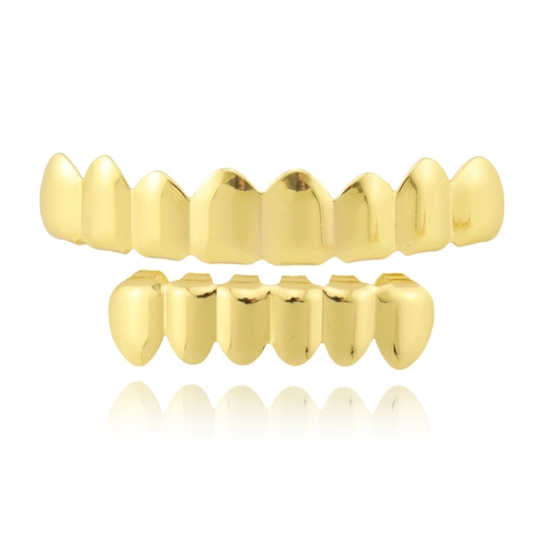 Hip Hop Grillz Set Gold Silver Plated Copper Cubic Zirconia Teeth Grills For Unisex Party Street Jewelry
