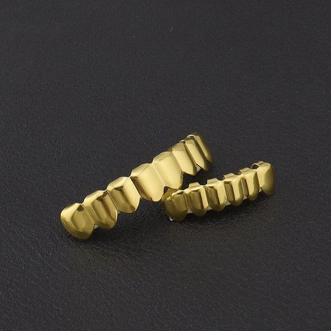 Hip Hop Grillz Set Gold Silver Plated Copper Cubic Zirconia Teeth Grills For Unisex Party Street Jewelry