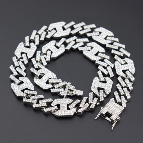Herren Hip Hop Panzerkette Zinklegierung Strass Besetzt Initial H Streetwear Übertriebener Schmuck Gold Silber Farbe