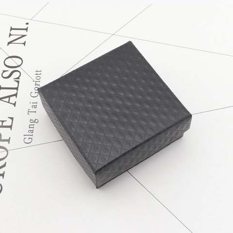 Cajas de Regalo para Joyas Cuadradas Negras para Collares Pulseras Caja de Papel de Cartón Con Tapa y Base Patrón de Rombos