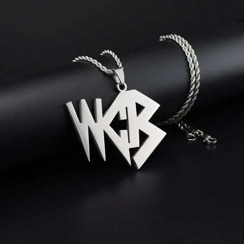 Hip Hop Edelstahl Buchstaben Anhänger Halskette Streetwear Punk Stil Kordelkette Schmuck Für Damen Herren Alltag Party