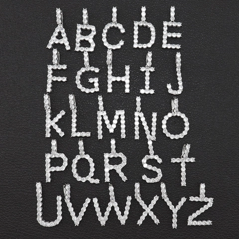 Hip Hop Silver Color Copper Pave Rhinestone 26 Alphabet Initial Letter Pendant Only Without Chain Rap DIY Jewelry Accessory