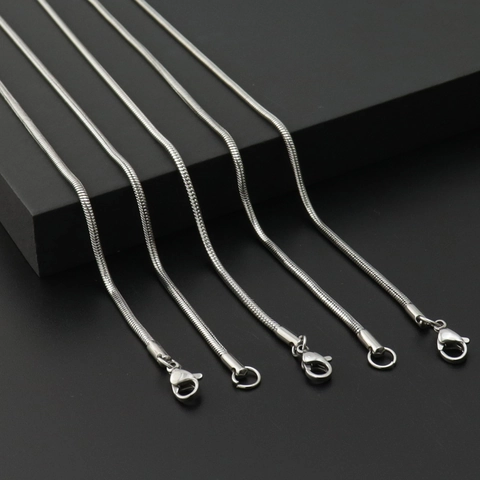 Minimalist Stainless Steel Snake Chain Necklace Polished Round Link Chain For Men Women Unisex Neck Jewelry Daily Accessory
