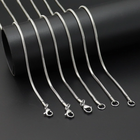 Minimalist Stainless Steel Snake Chain Necklace Polished Round Link Chain For Men Women Unisex Neck Jewelry Daily Accessory