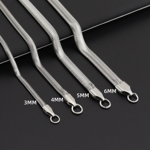 Minimalist Stainless Steel Flat Snake Bone Chain Necklace Unisex Herringbone Link Chain Personalized Necklace For Women Men Jewelry Gift