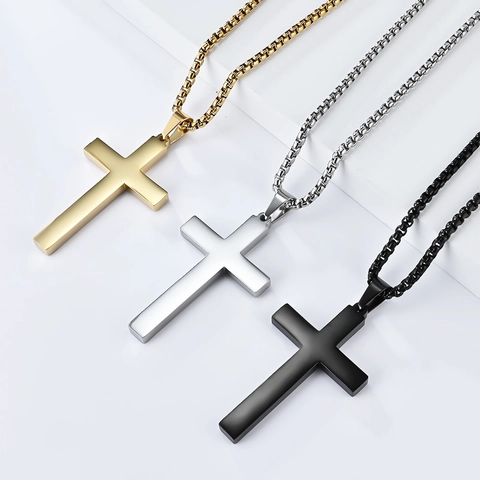Minimalistisch Roestvrij Staal Kruis Hanger Halsketting Mannen Vrouwen Gepersonaliseerde Religieuze Sieraden Titanium Staal Ketting
