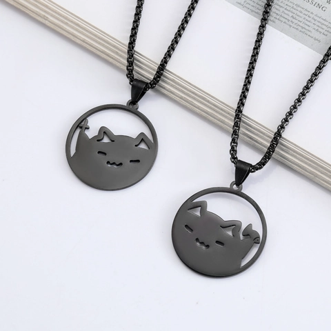Süße Katze Mit Kreuz Fisch Anhänger Halskette Edelstahl Hip Hop Schmuck Für Damen Herren Schlüsselanhänger Zubehör Geschenk