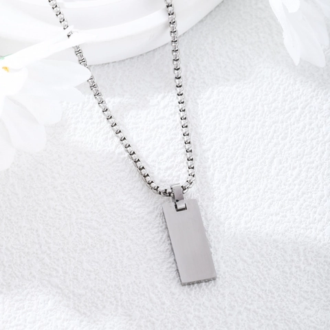 Minimalistischer Edelstahl Rechteckiger Stab Anhänger Halskette Poliert Geometrischer Schmuck Für Damen Herren Box Kette