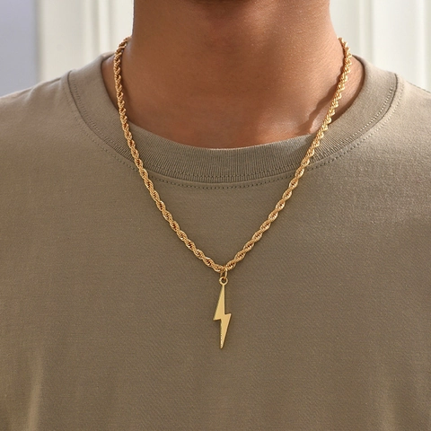Mode Individuele Bliksem Hanger Halsketting Voor Vrouwen Legering Touw Ketting Geometrische Sieraden Voor Dagelijks Gebruik Feest