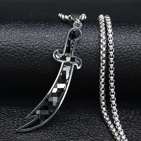 Vintage Roestvrij Staal Zulfiqar Zwaard Hanger Halsketting Retro Kromzwaard Sieraden Voor Mannen Vrouwen Unisex Cadeau