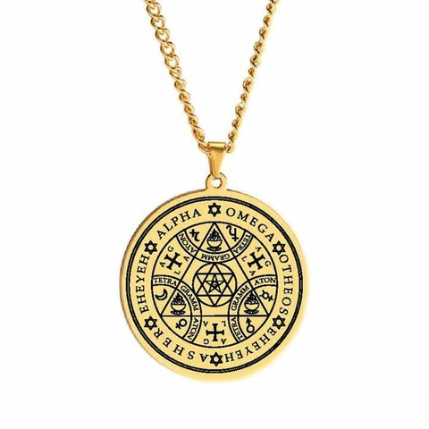 Enochian Engel Magische Amulet Hexagram Roestvrij Staal Hanger Ketting Salomo Sleutel Bescherming Vintage Sieraden Unisex