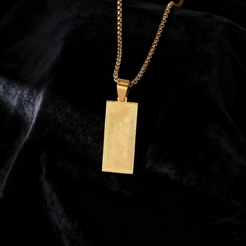 Hiphop Edelstahl Dollar Schein Anhänger Halskette Gold Silber USD Geld Charm Für Herren Punk Street Fashion Schmuck Geschenk Zubehör