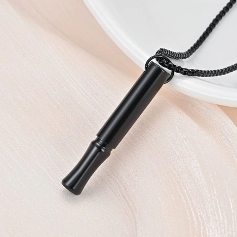 Collar de Respiración de Conciencia en Acero Inoxidable Colgante de Silbato de Meditación para Alivio del Estrés Joyería Unisex