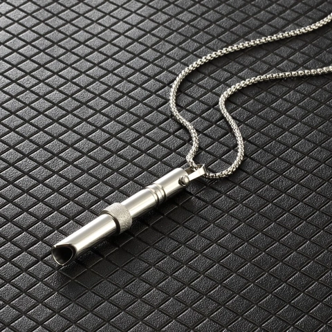 Collana Fischietto per Meditazione Mindfulness in Acciaio Inossidabile Con Perle Rotanti Gioielli per Sollievo Ansia Unisex