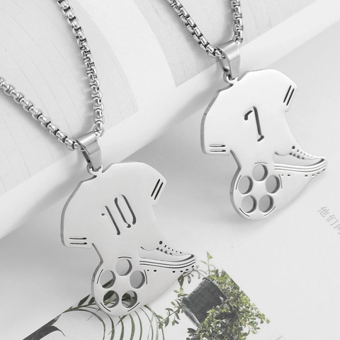 Collana con Ciondolo a Numero Maglia da Calcio in Acciaio Inossidabile Ciondolo Scarpa Maglia Sportiva Gioielli Hip Hop Uomo Donna