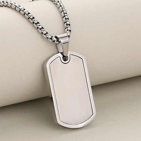Roestvrijstalen Militaire Dog Tag Hanger Ketting Voor Mannen Vrouwen Minimalistisch Geborsteld Metaal Tweekleurig Sieraden
