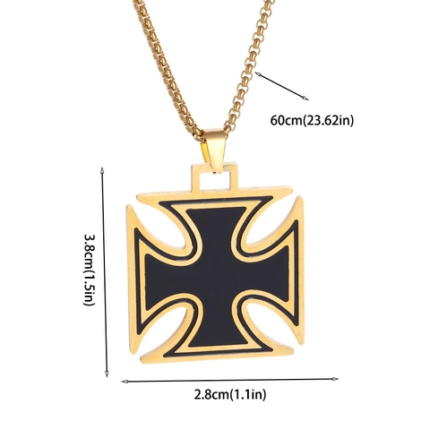 Hip Hop Stainless Steel Iron Cross Pendant Necklace For Men Women Gold Black Biker Gothic Jewelry Fashion Accessories Gift