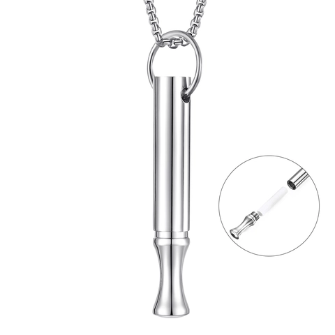 Collana per la Respirazione Consapevole in Acciaio Inossidabile Ciondolo Fischietto per Meditazione Sollievo dallo Stress