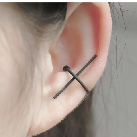 Minimalist Copper Geometric C-Shaped Ear Cuffs Horizontal Bar Cross Design Non-Pierced Ear Clips Fashion Jewelry For Women