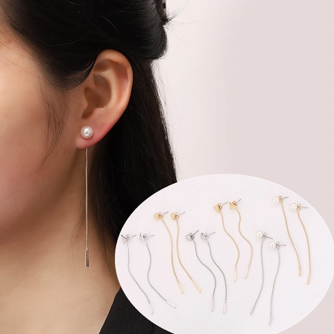 Orecchini Pendenti Lunghi Placcati Oro Argento In Lega Künstliche Perle Sintetiche Cuore Triangolo Catena Serpente Gioielli Per Donna