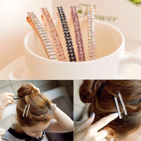 Rhinestone Hair Clips Zinc Alloy Bobby Pins Minimalist Multi Colored Hairpins For Women Wedding Party Daily Hair Accessories