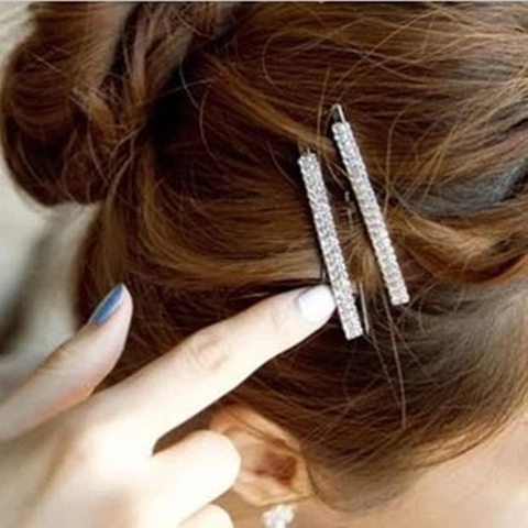 Rhinestone Hair Clips Zinc Alloy Bobby Pins Minimalist Multi Colored Hairpins For Women Wedding Party Daily Hair Accessories