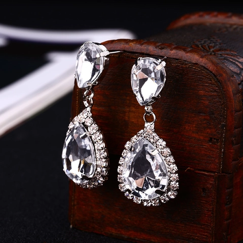 Vintage Legierung Wassertropfen Kristall Ohrringe Für Damen Elegant Vergoldet Strass Halo Ohrringe Bankett Schmuck Geschenk