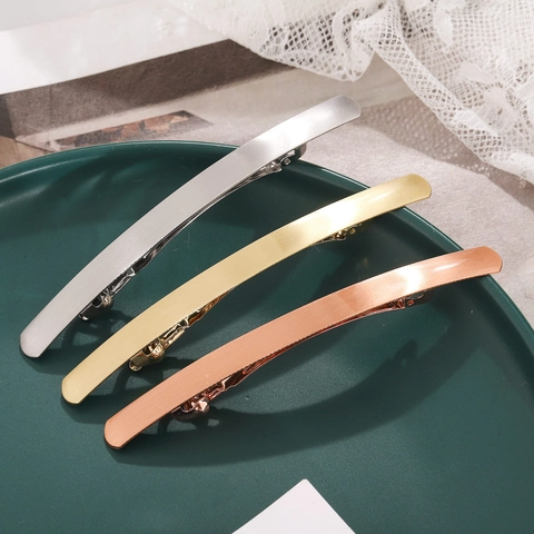 Minimalistische Lange Bogen Metall Haarspange Für Damen Gebürstete Barrette Gold Silber Roségold Federclip Mode Haarschmuck