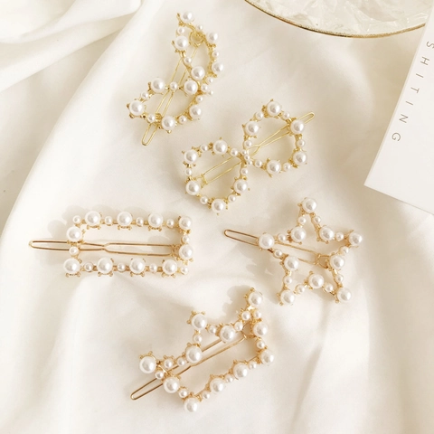 Elegante Molletta per Capelli con Künstliche Perle Sintetiche Oro Lega Stella Cuore Luna Corona Accessori per Capelli Moda Donna