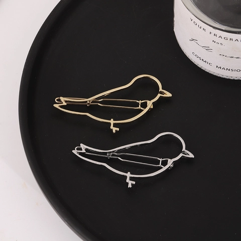 Minimalist Alloy Hollow Bird Hair Clip Metal Side Hairpin Elegant Gold Silver Bird Shape Headwear For Women Daily Hair Accessories