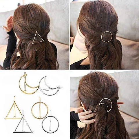 Minimalistische Legierung Galvanisierte Geometrische Haarklammern Für Damen Mode Lippen Schleife Unendlichkeit Dreieck Mond Metall Haarnadeln Zubehör