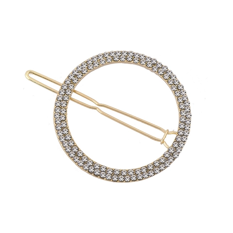 Eleganti Fermagli per Capelli Geometrici in Lega con Strass Oro Argento Tondo Luna Forcine Minimaliste per Donna Gioielli