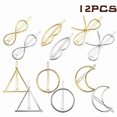 Minimalistische Legierung Galvanisierte Geometrische Haarklammern Für Damen Mode Lippen Schleife Unendlichkeit Dreieck Mond Metall Haarnadeln Zubehör